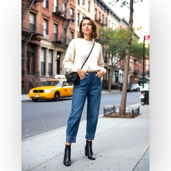 Rachel Comey Denim - Rachel Comey Cropped Jeans Womens Sz 4 Relaxed baggy Leg High Waisted Dark Wash